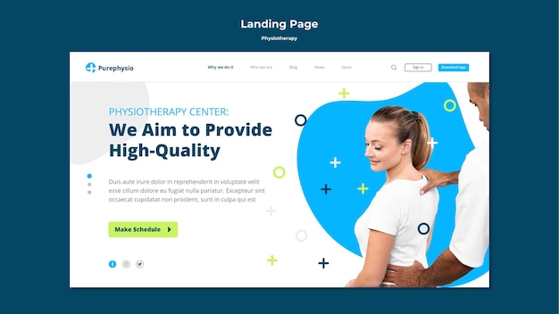 Modèle de page de destination pour le concept de physiothérapie
