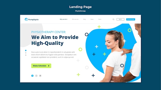 PSD modèle de page de destination pour le concept de physiothérapie