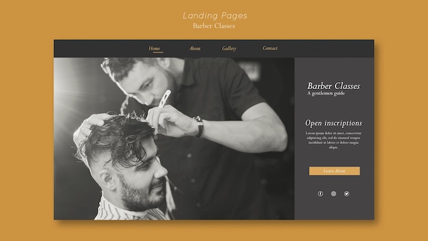 PSD modèle de page de destination pour les cours de coiffeur