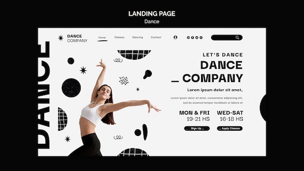 PSD modèle de page de destination pour les cours de danse