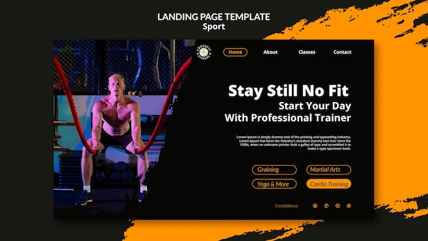 Modèle de page de destination pour les cours de sport et de fitness