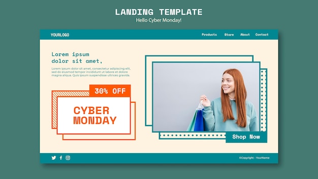 PSD modèle de page de destination pour le dédouanement du cyber lundi
