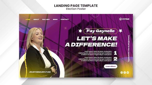 Modèle de page de destination pour les élections en dégradé