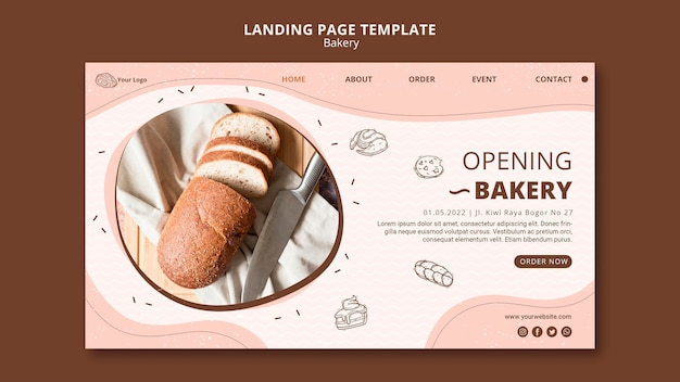 Modèle de page de destination pour les entreprises de boulangerie