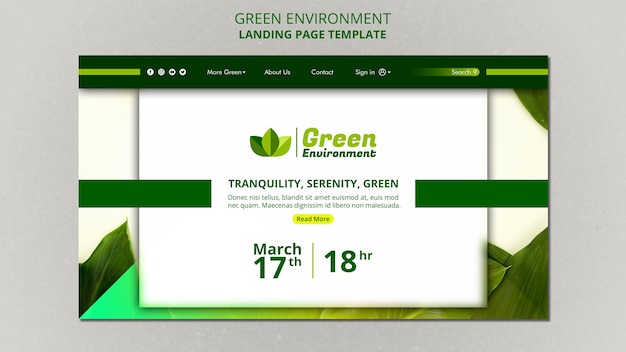PSD modèle de page de destination pour environnement vert