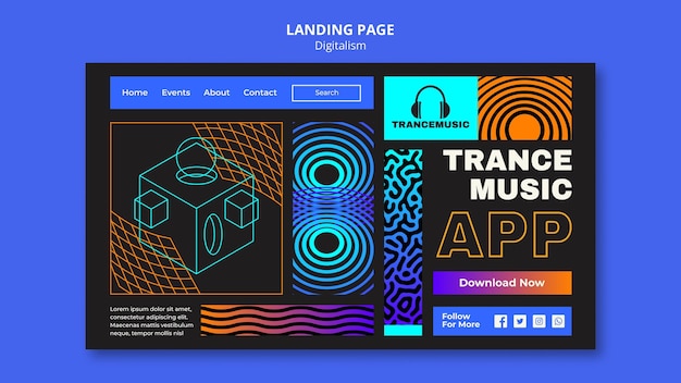 PSD modèle de page de destination pour le festival de musique trance 2021