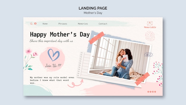PSD modèle de page de destination pour la fête des mères