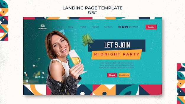 PSD modèle de page de destination pour la fête de minuit