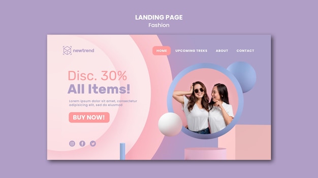 PSD modèle de page de destination pour magasin de vente au détail de mode