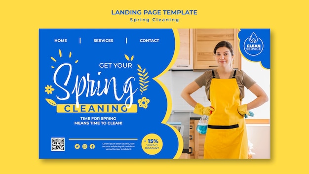 PSD modèle de page de destination pour le nettoyage de printemps