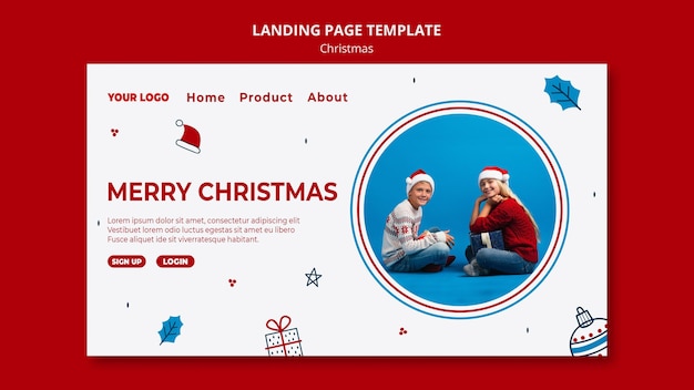 PSD modèle de page de destination pour noël