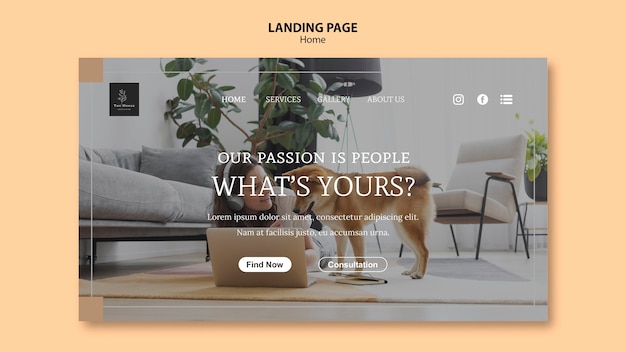 Modèle de page de destination pour la nouvelle maison de rêve