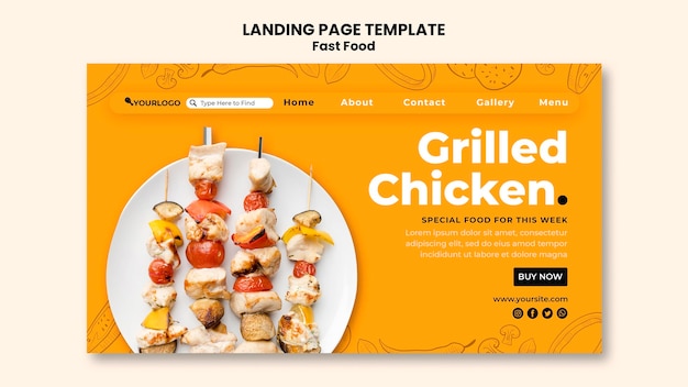 Modèle De Page De Destination Pour Plat De Poulet Frit