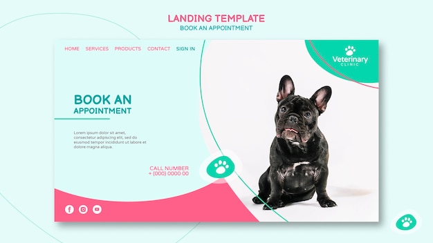 Modèle de page de destination pour rendez-vous vétérinaire