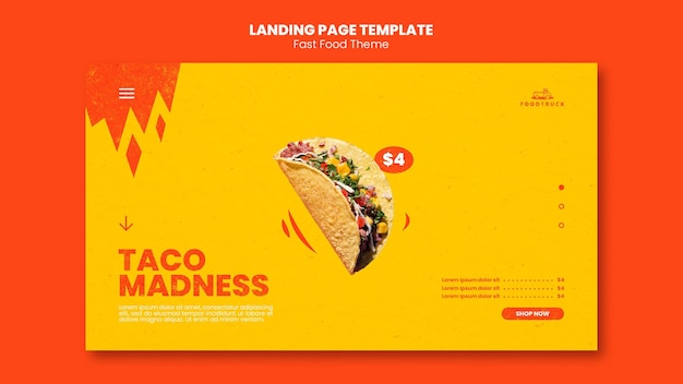 Modèle de page de destination pour restaurant de restauration rapide