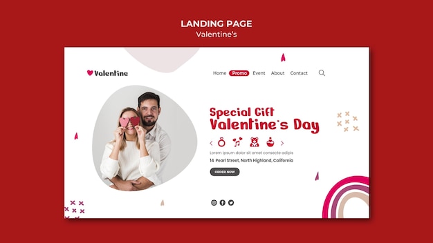 PSD modèle de page de destination pour la saint-valentin avec couple