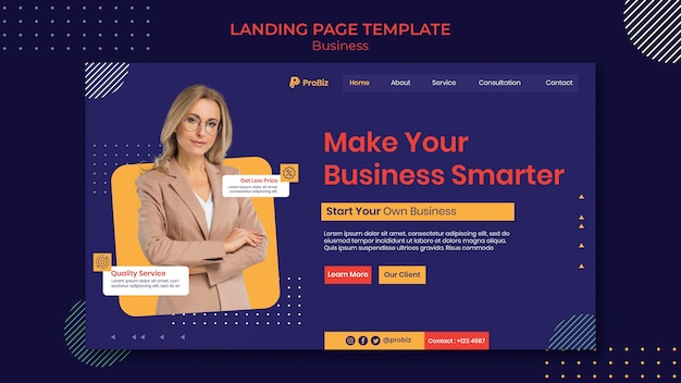 Modèle de page de destination pour les solutions commerciales professionnelles