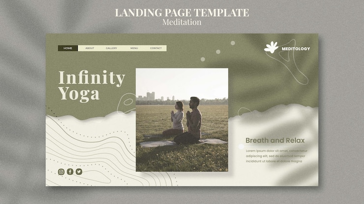 PSD modèle de page de destination pour le yoga à l'infini