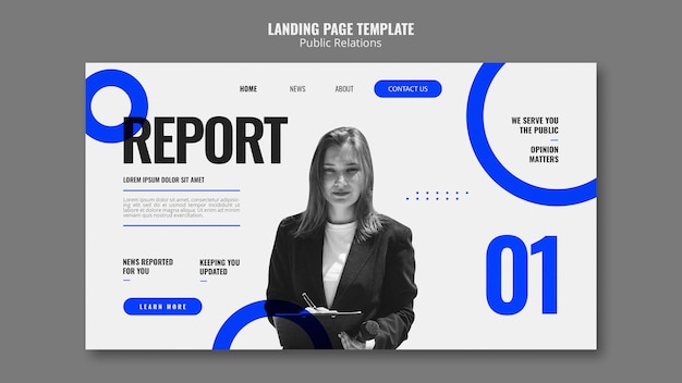 Modèle De Page De Destination De Relations Publiques