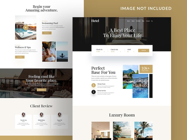 PSD modèle de page de destination de réservation d'hôtel