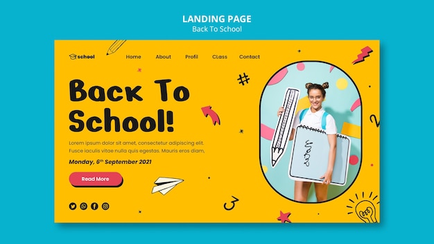 Modèle de page de destination de retour à l'école