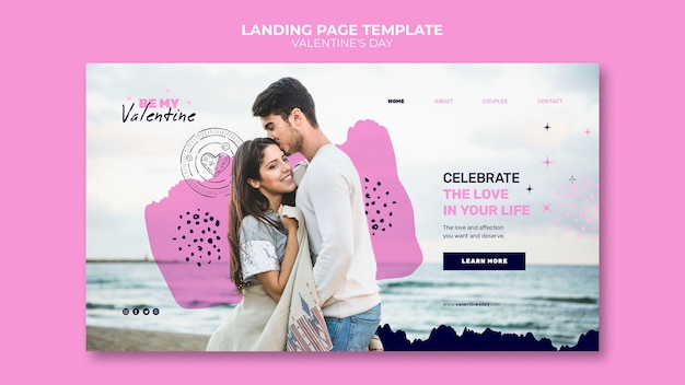 Modèle de page de destination de la Saint-Valentin