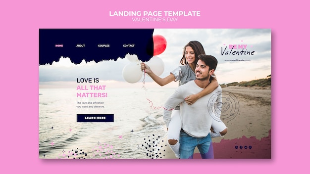 Modèle de page de destination de la Saint-Valentin