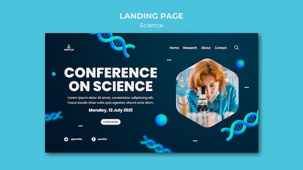 Modèle de page de destination scientifique