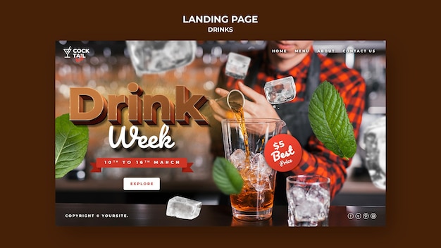 Modèle de page de destination de la semaine de boisson