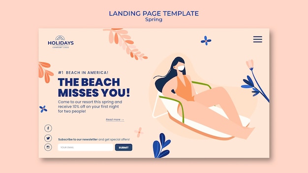 Modèle de page de destination de station balnéaire d'été