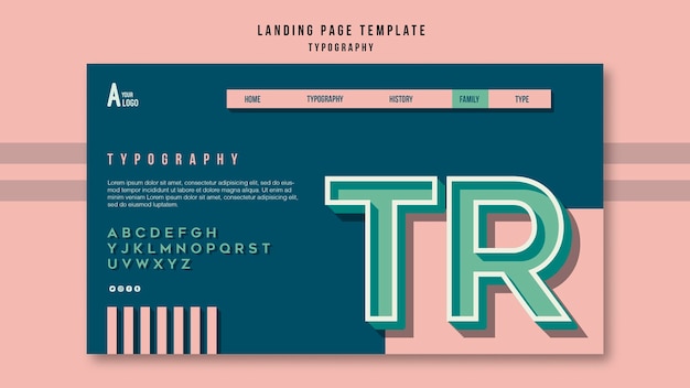 Modèle de page de destination de typographie