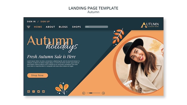 Modèle de page de destination de vente d'automne