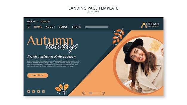 PSD modèle de page de destination de vente d'automne