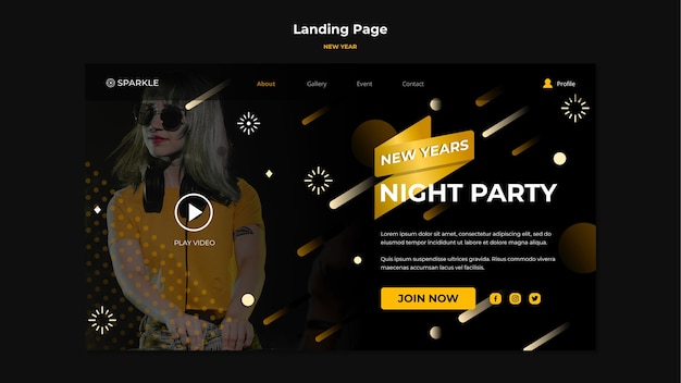 Modèle de page de destination de vente de nouvel an