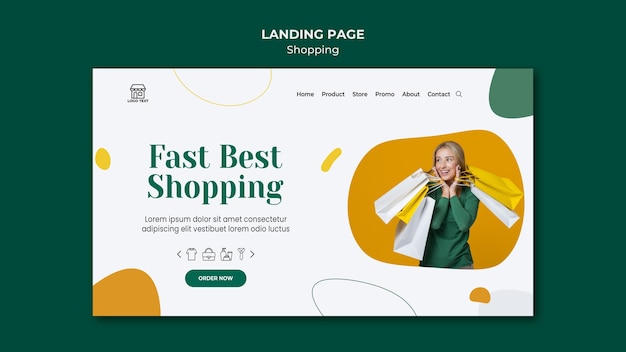 PSD modèle de page de destination de vente shopping