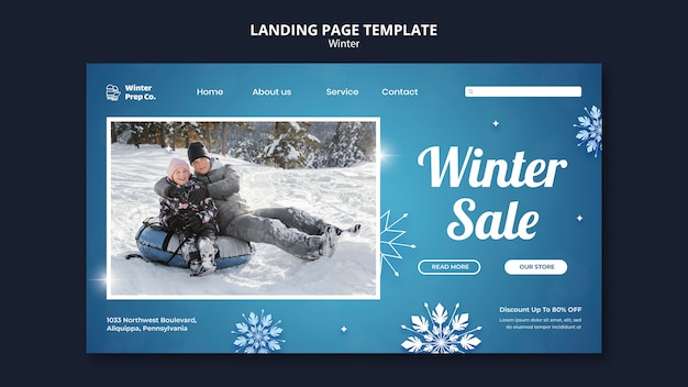 PSD modèle de page de destination de vente spéciale d'hiver