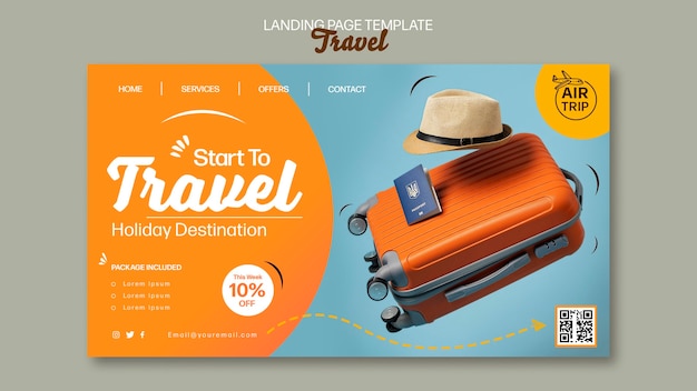 Modèle de page de destination de voyage créatif
