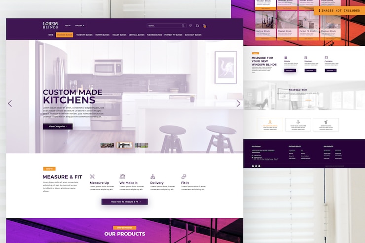 PSD modèle de page de site web custom made kitchens
