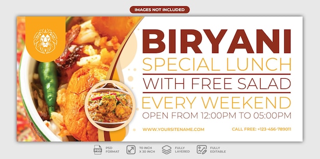 PSD modèle de panneau d'affichage du restaurant biryani