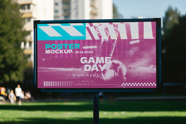 PSD modèle de panneau d'affichage publicitaire sportif en plein air