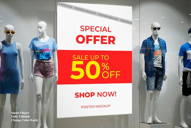 modèle de panneau d'affichage de vente avec mannequin