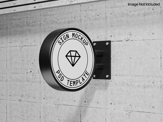 Modèle d'un panneau rond sur un mur de béton