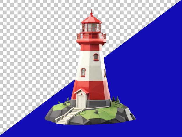 Modèle De Phare Lowpoly 3d Sur Fond Transparent