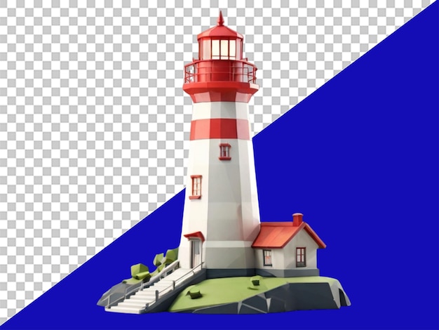 PSD modèle de phare lowpoly 3d sur fond transparent