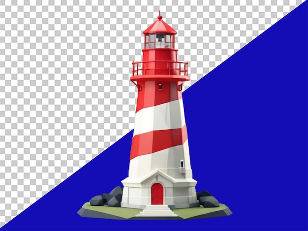 PSD modèle de phare lowpoly 3d sur fond transparent