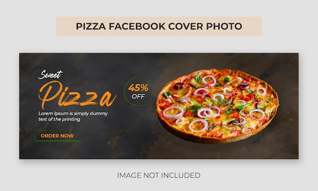 PSD modèle de photo de couverture facebook de pizza de nourriture délicieuse bannière web alimentaire