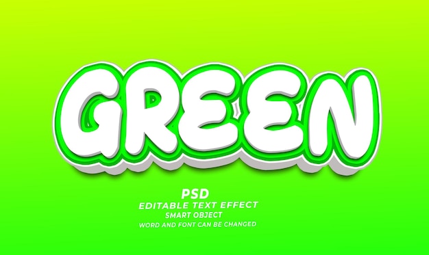 Modèle de Photoshop à effet de texte 3D modifiable vert