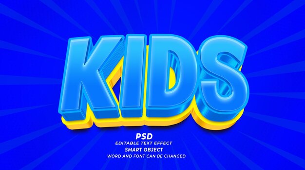 Modèle Photoshop D'effet De Texte Modifiable 3d Pour Enfants