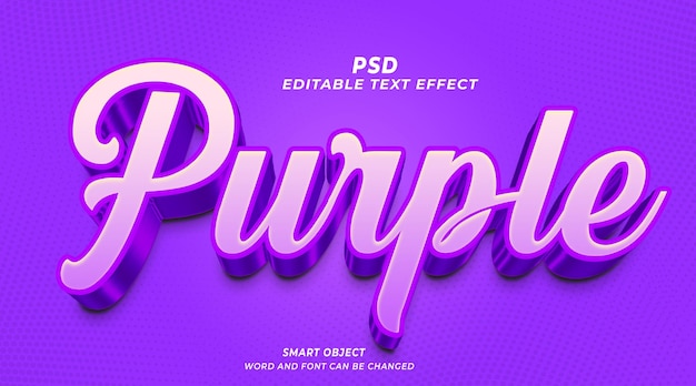 PSD modèle photoshop d'effet de texte modifiable 3d violet avec arrière-plan