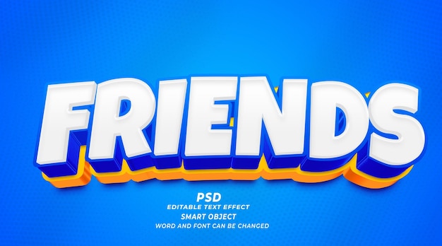 Modèle photoshop d'effet de texte modifiable ami 3d